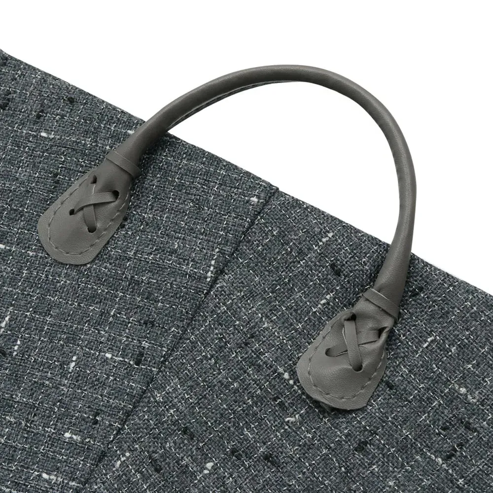 Shadow Rectangular Fabric Storage Basket with PU Handles - Charcoal Grey