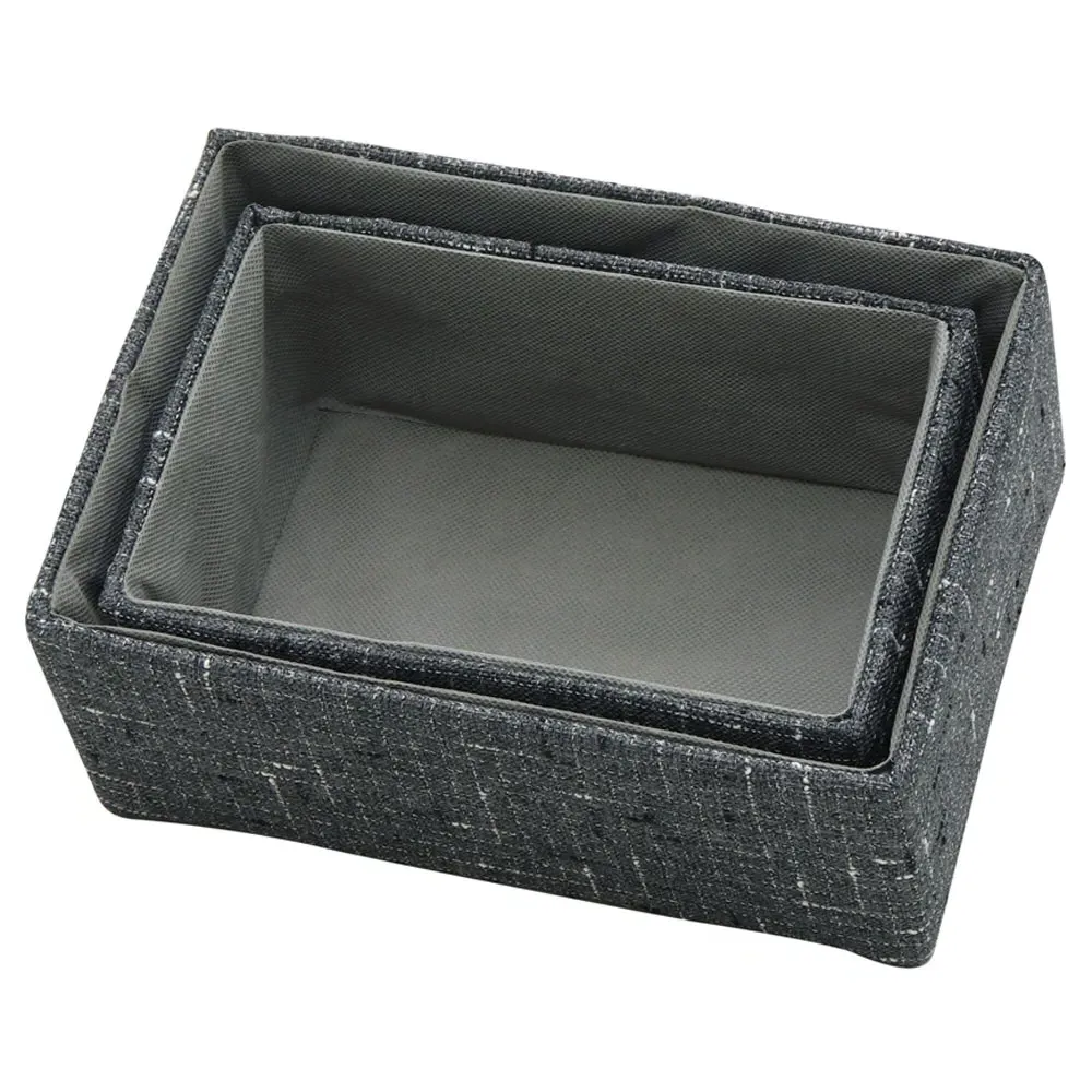 Shadow Rectangular Fabric Storage Baskets 2 Pack - Charcoal Grey
