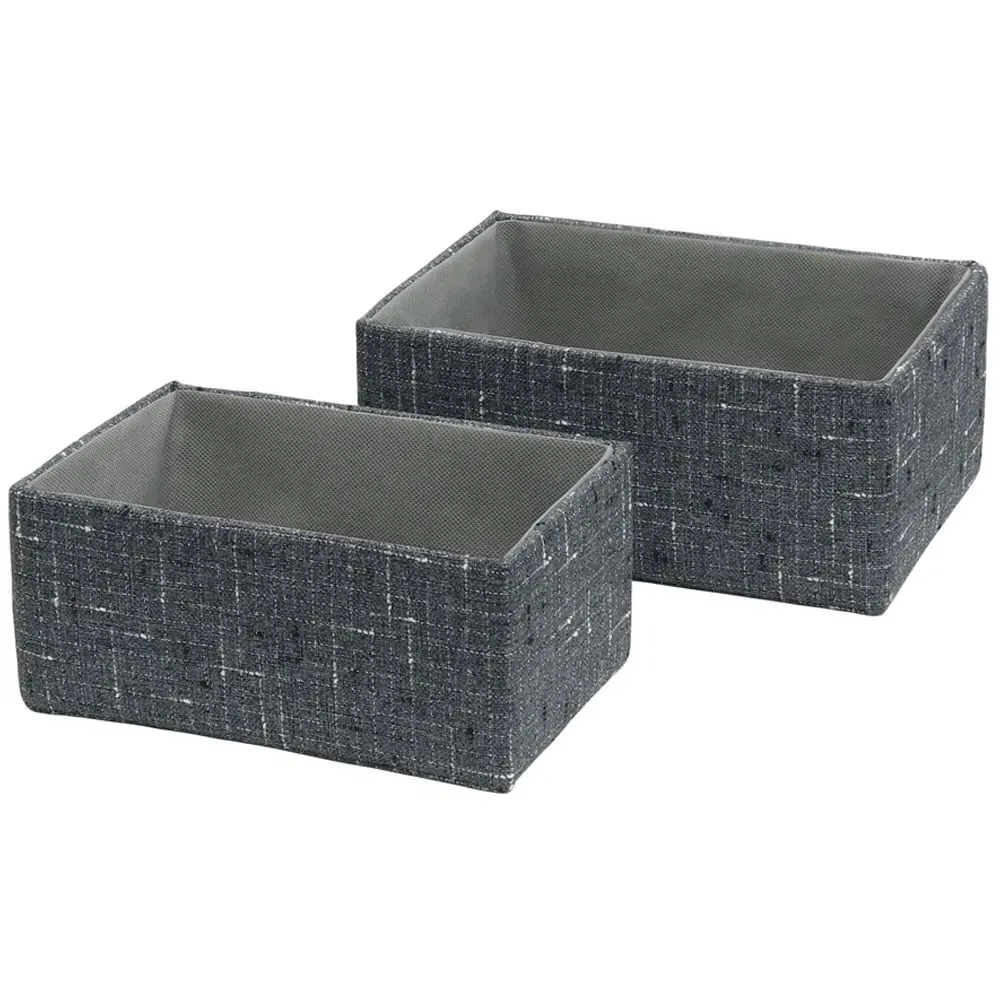 Shadow Rectangular Fabric Storage Baskets 2 Pack - Charcoal Grey