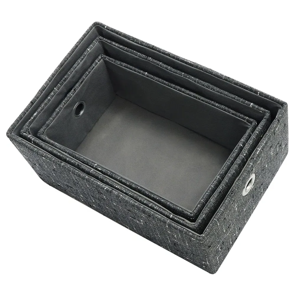 Shadow Rectangular Fabric Storage Baskets 3 Pack - Charcoal Grey