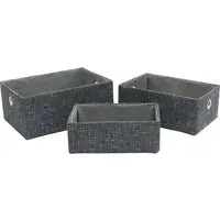 Shadow Rectangular Fabric Storage Baskets 3 Pack - Charcoal Grey