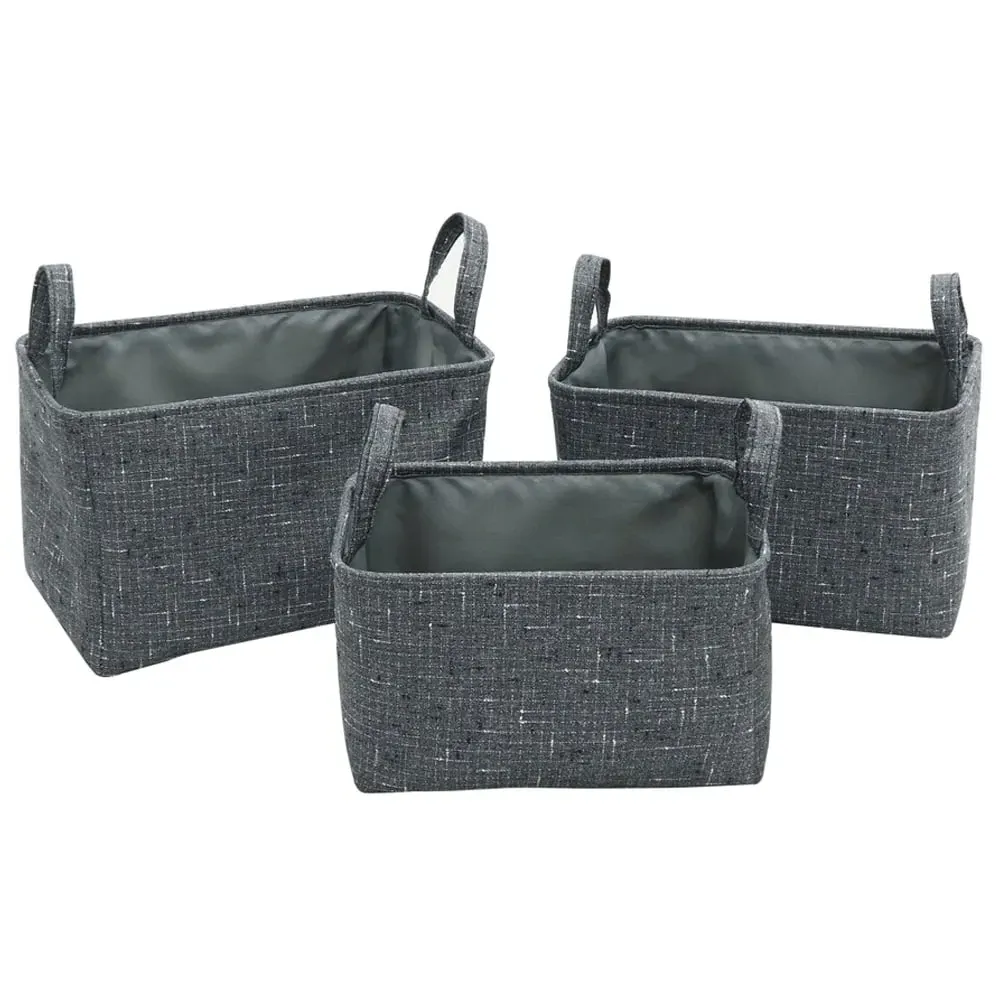 Shadow Rectangular Fabric Storage Baskets with Handles 3 Pack - Charcoal Grey