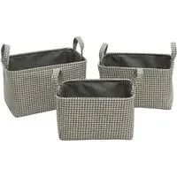 Silva Rectangular Storage Basket with Handle 3 Pack - Grey