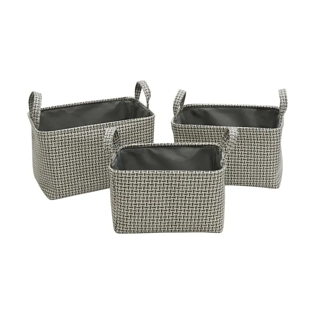 Silva Rectangular Storage Basket with Handle 3 Pack - Grey