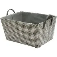 Silva Rectangular Storage Basket with PU Handles - Grey