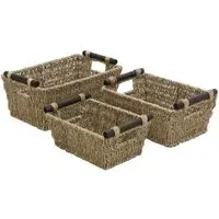 Tapered Storage Baskets with Handles 3 Pack - Natural, Seagrass