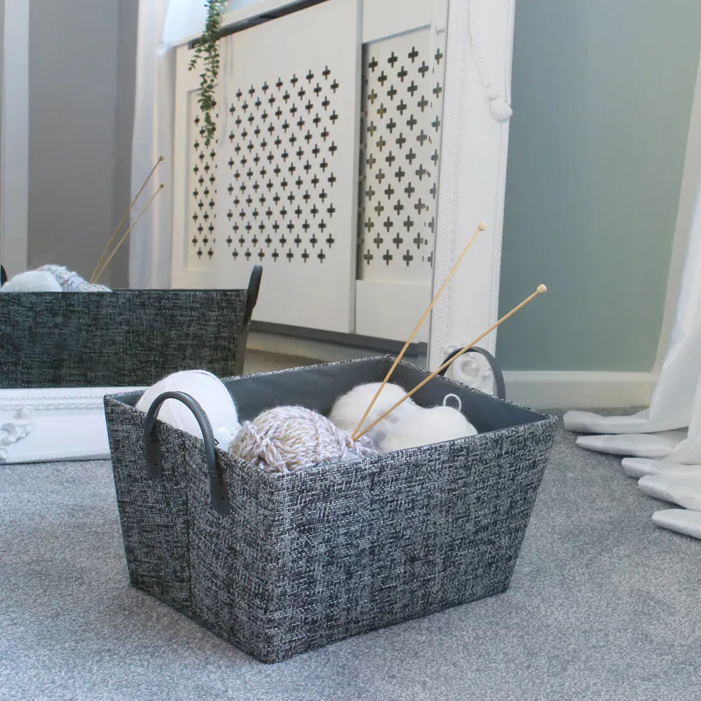 Urban Rectangular Storage Basket with PU Handles - Grey