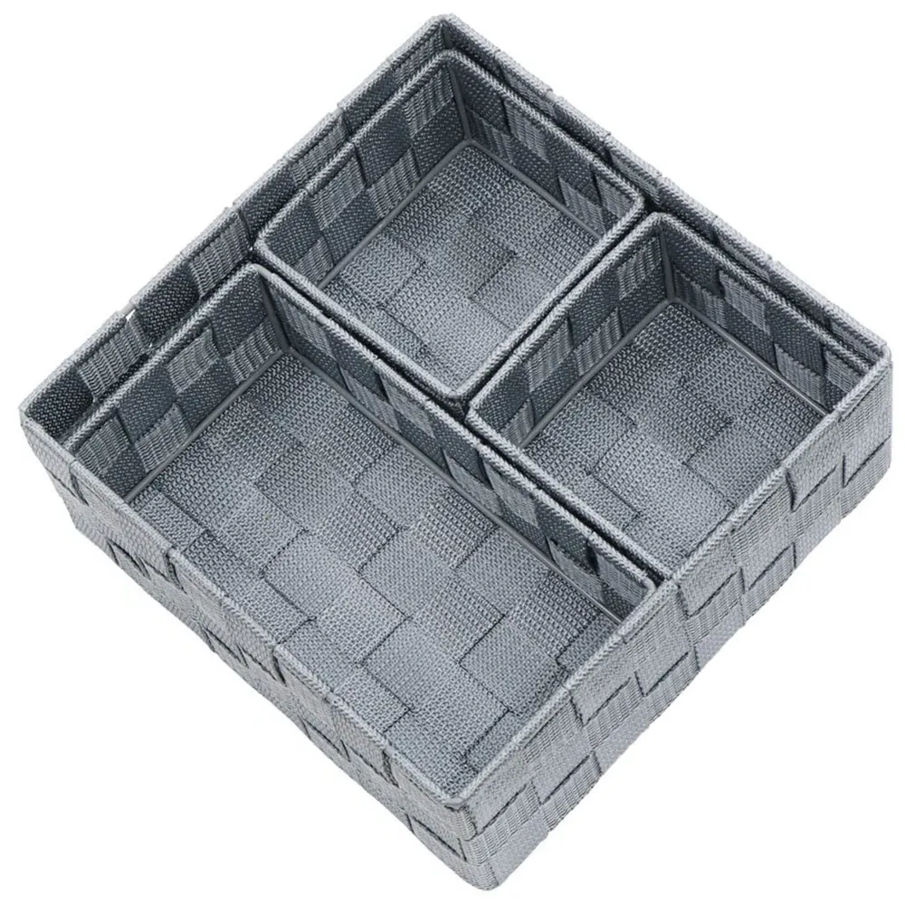 Vichy Nylon Storage Basket 4 Pack - Steel Grey
