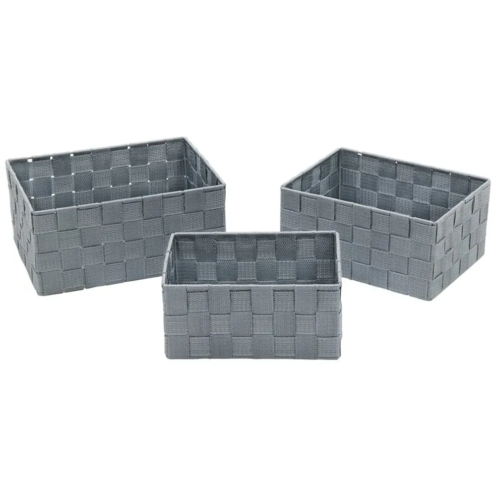 Vichy Rectangular Nylon Storage Basket 3 Pack - Steel Grey