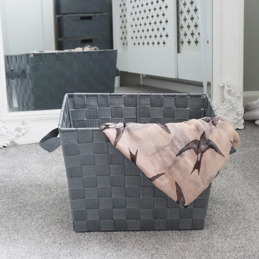Vichy Rectangular Nylon Storage Basket - Steel Grey