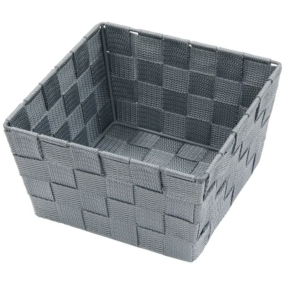 Vichy Square Nylon Storage Basket - Steel Grey