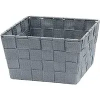 Vichy Square Nylon Storage Basket - Steel Grey