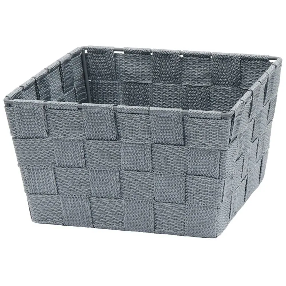 Vichy Square Nylon Storage Basket - Steel Grey