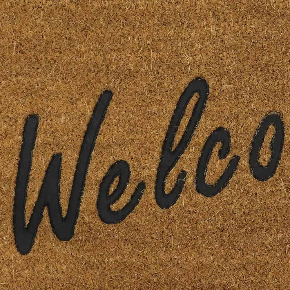 Welcome Embossed Coir Doormat - Brown