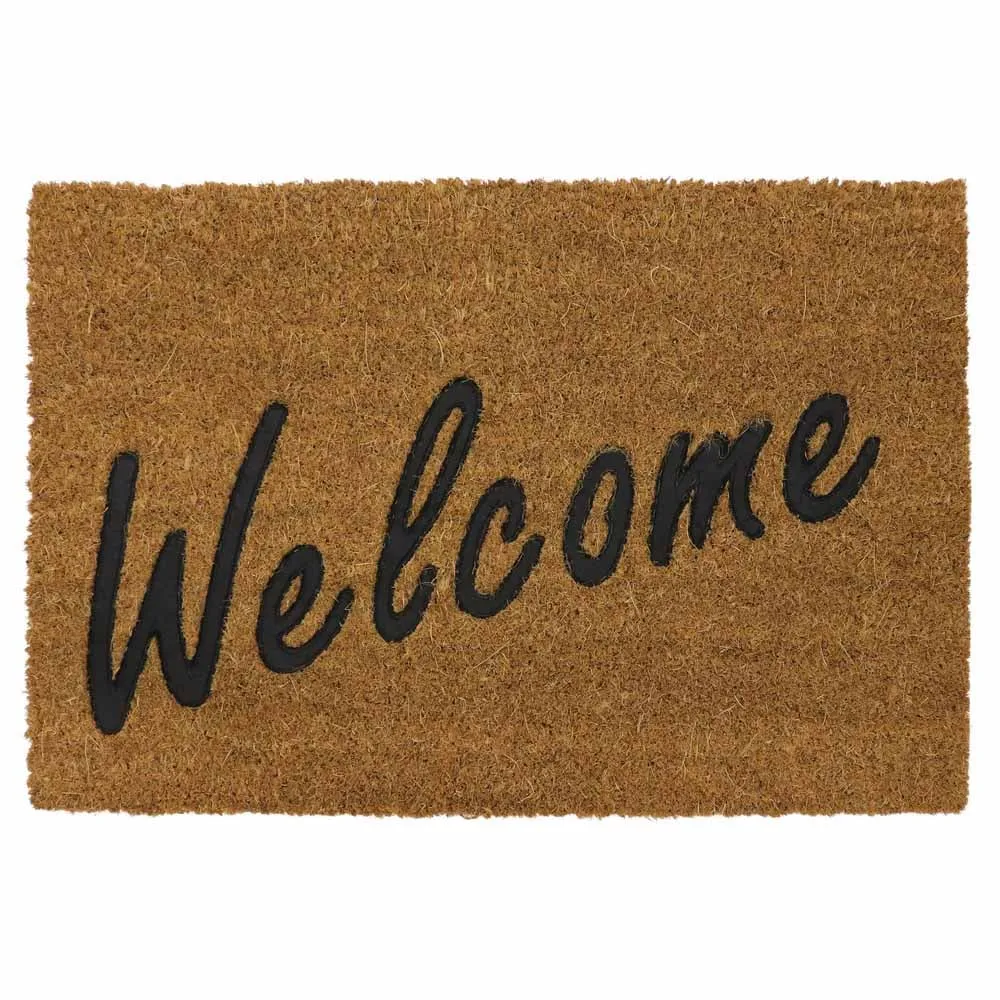 Welcome Embossed Coir Doormat - Brown