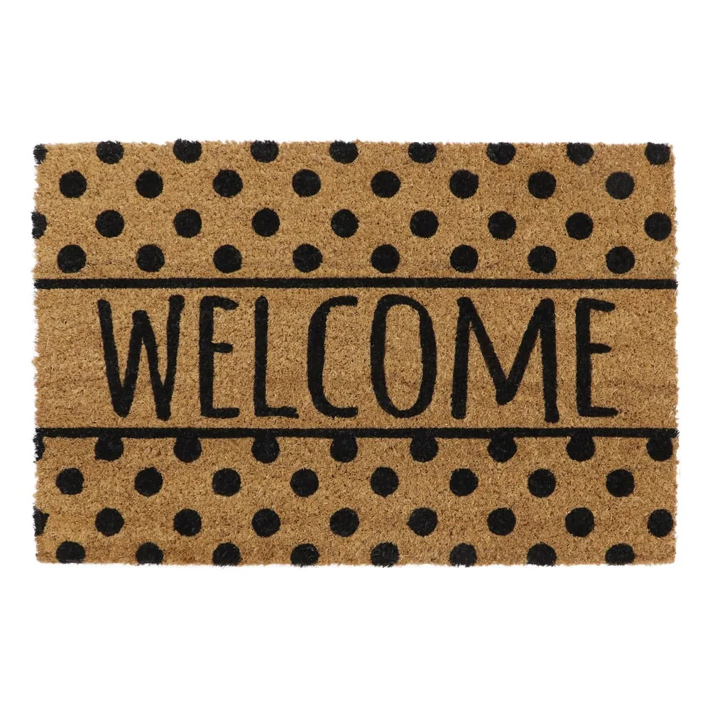 Welcome Spots Latex Coir Door Mat - Brown image