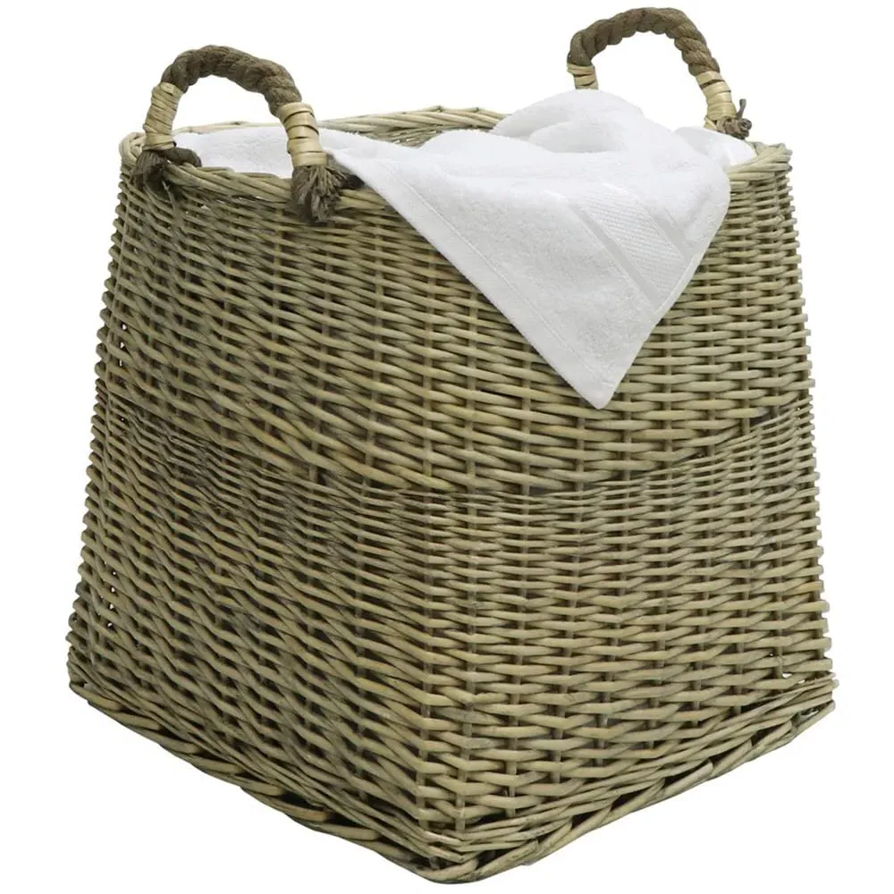 Willow Log Basket with Handles - Antique Wash