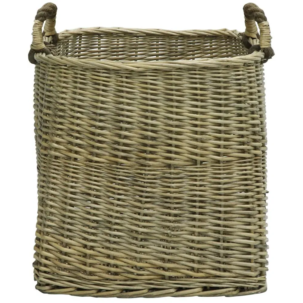 Willow Log Basket with Handles - Antique Wash