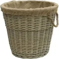 Willow Log Basket with Rope Handles - Antique Wash