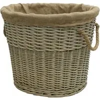 Willow Log Basket with Rope Handles - Antique Wash