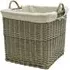 Willow Square Log Basket with Liner - Antique Wash