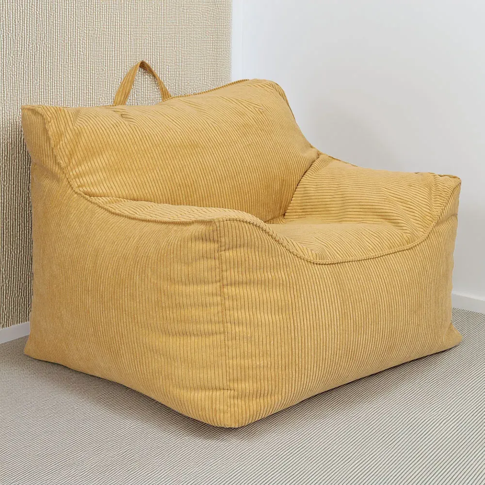 Bean Bag Chair with Back Support - Yellow, Cord