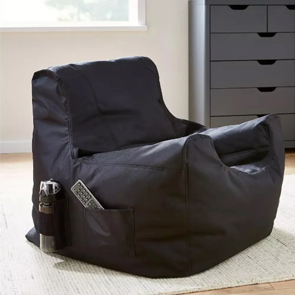 Bean Bag Chair with Pocket - Black