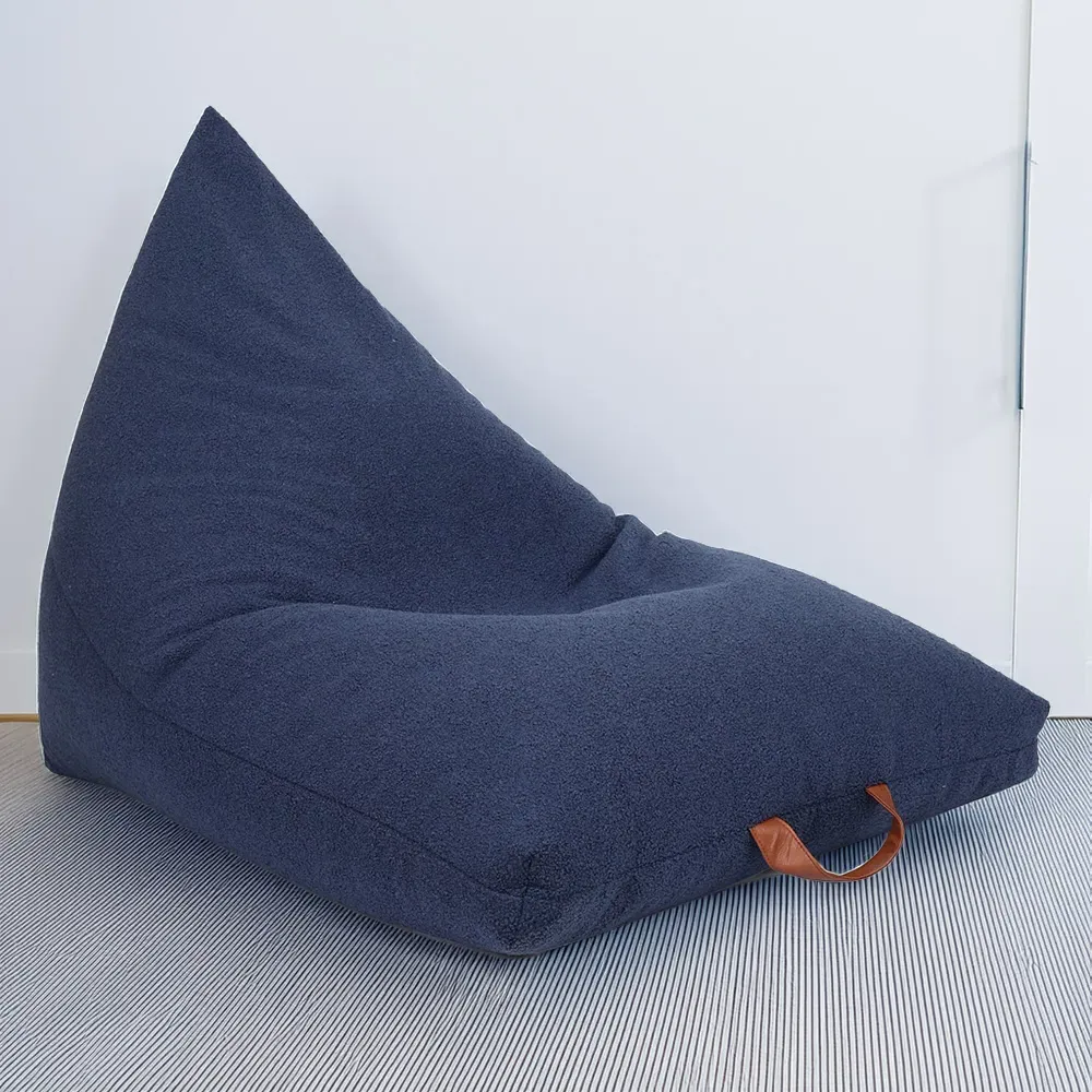 Boucle Triangle Bean Bag with PVC Handle - Blue image
