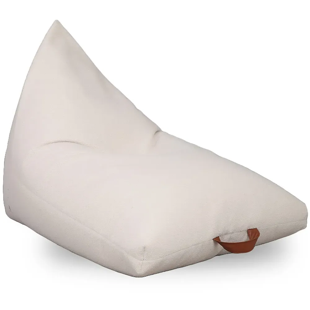 Boucle Triangle Bean Bag with PVC Handle - Cream