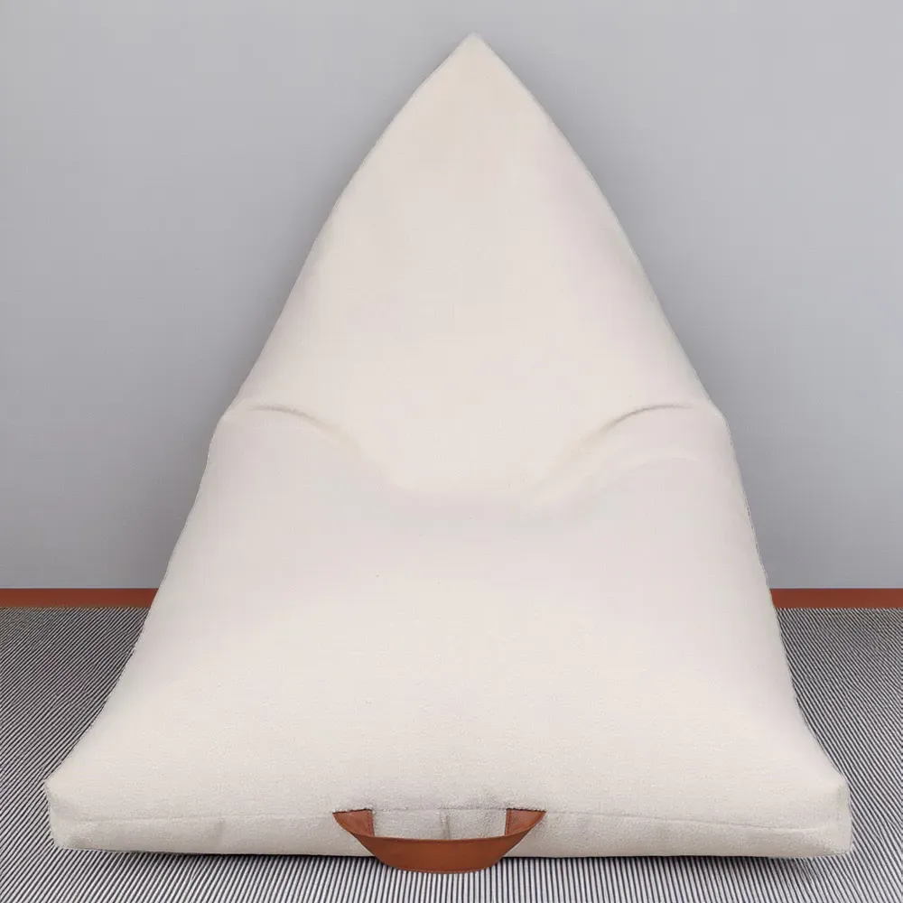 Boucle Triangle Bean Bag with PVC Handle - Cream