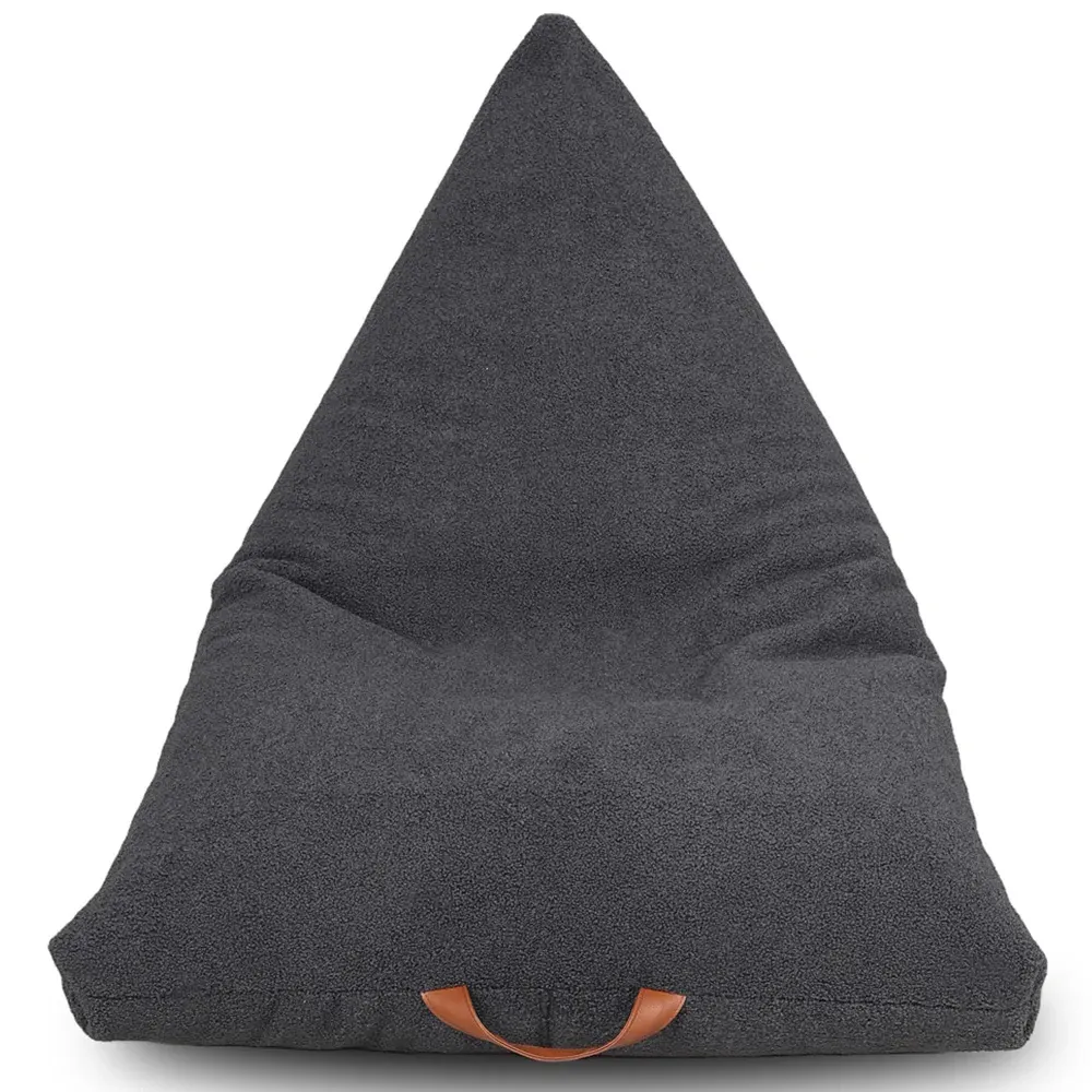 Boucle Triangle Bean Bag with PVC Handle - Grey