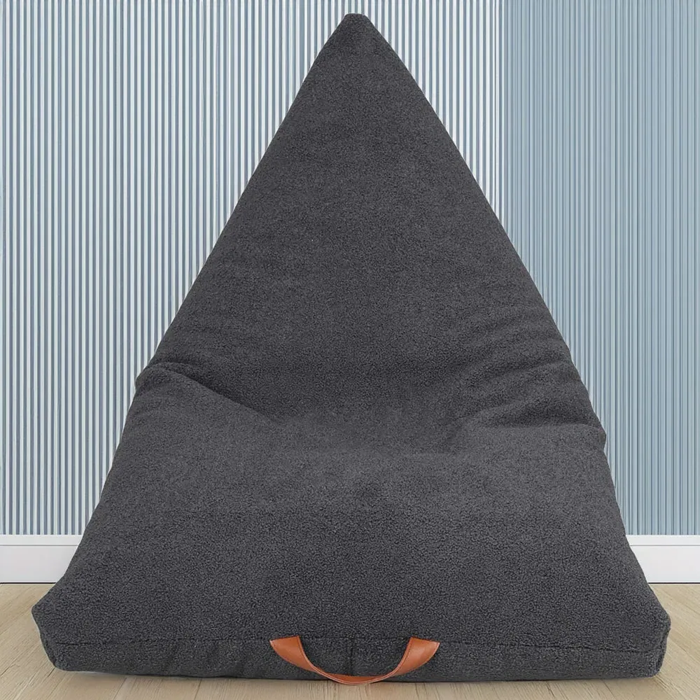 Boucle Triangle Bean Bag with PVC Handle - Grey