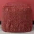 Cheveron Woven Dhurrie Cube Pouffe - Red, Cotton