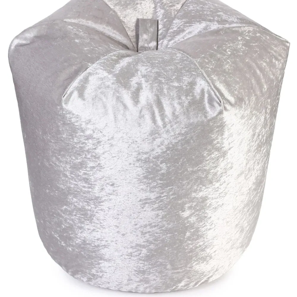 Crushed Velvet Bean Bag - Silver