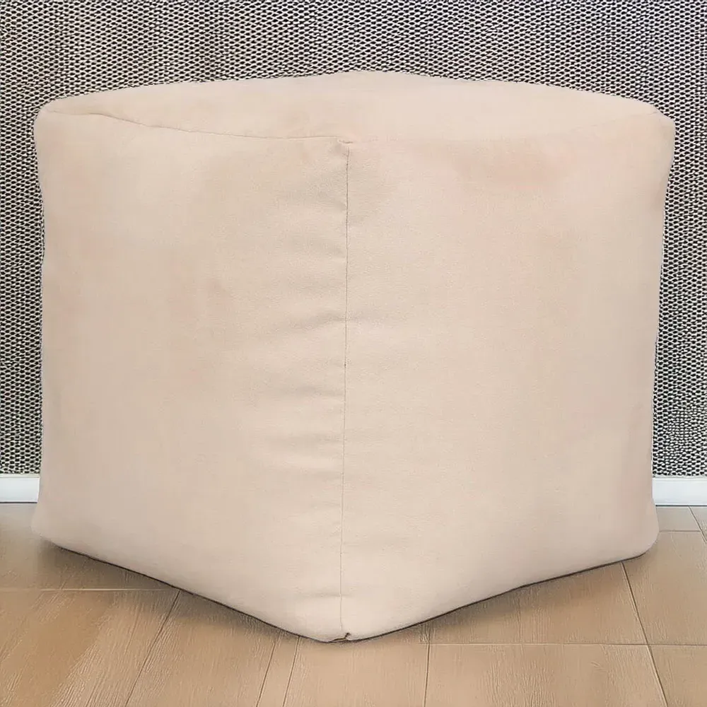 Cube Pouffe - Cream, Faux Leather