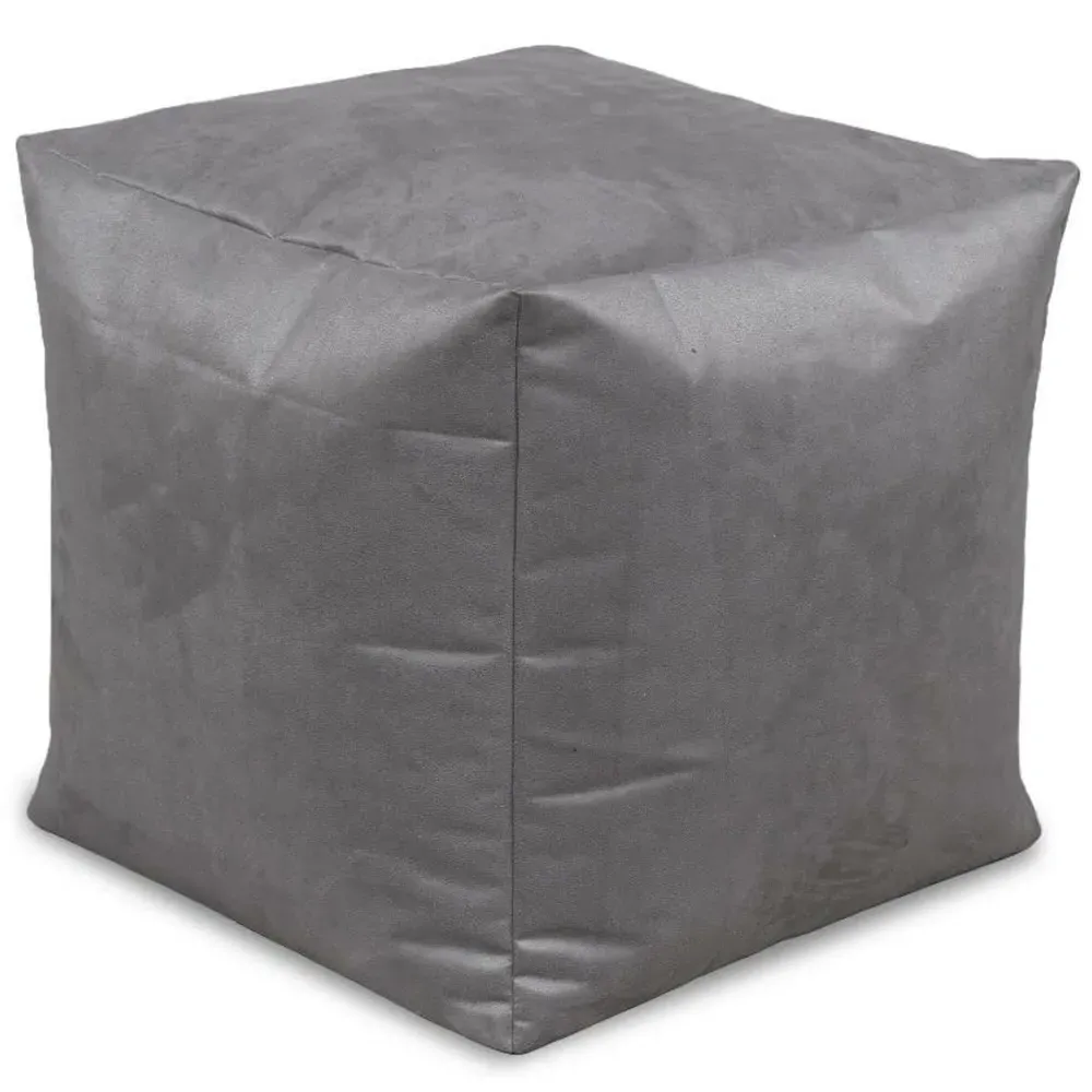 Cube Pouffe - Grey, Faux Leather