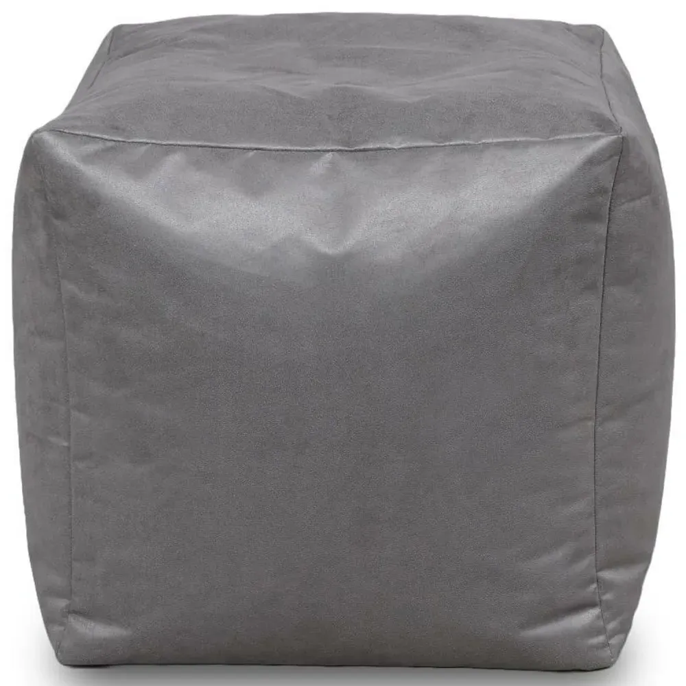 Cube Pouffe - Grey, Faux Leather