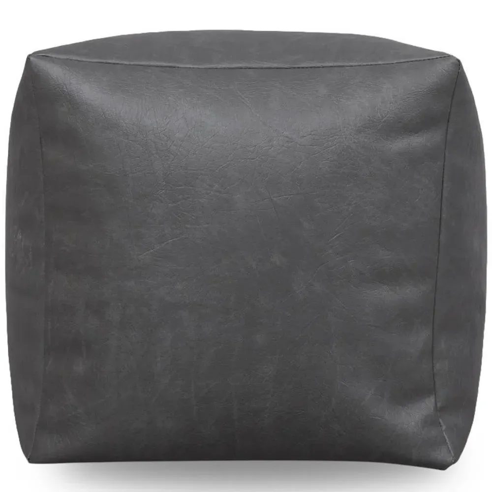 Cube Pouffe - Grey, Faux Leather