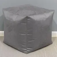 Cube Pouffe - Grey, Faux Leather