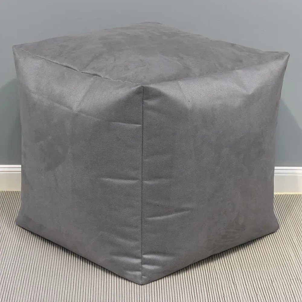 Cube Pouffe - Grey, Faux Leather image