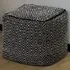 Diamond Woven Dhurrie Cube Pouffe - Black, Cotton