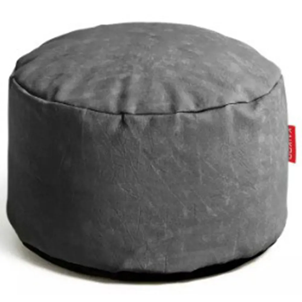 Faux Leather Footstool - Grey
