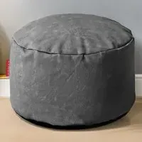 Faux Leather Footstool - Grey