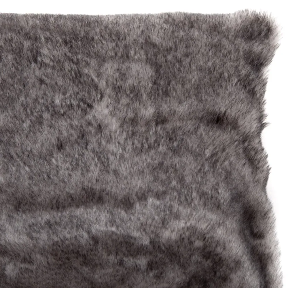 Fur Tipped Cushion - Grey, Faux Fur
