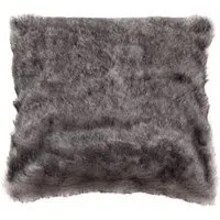 Fur Tipped Cushion - Grey, Faux Fur