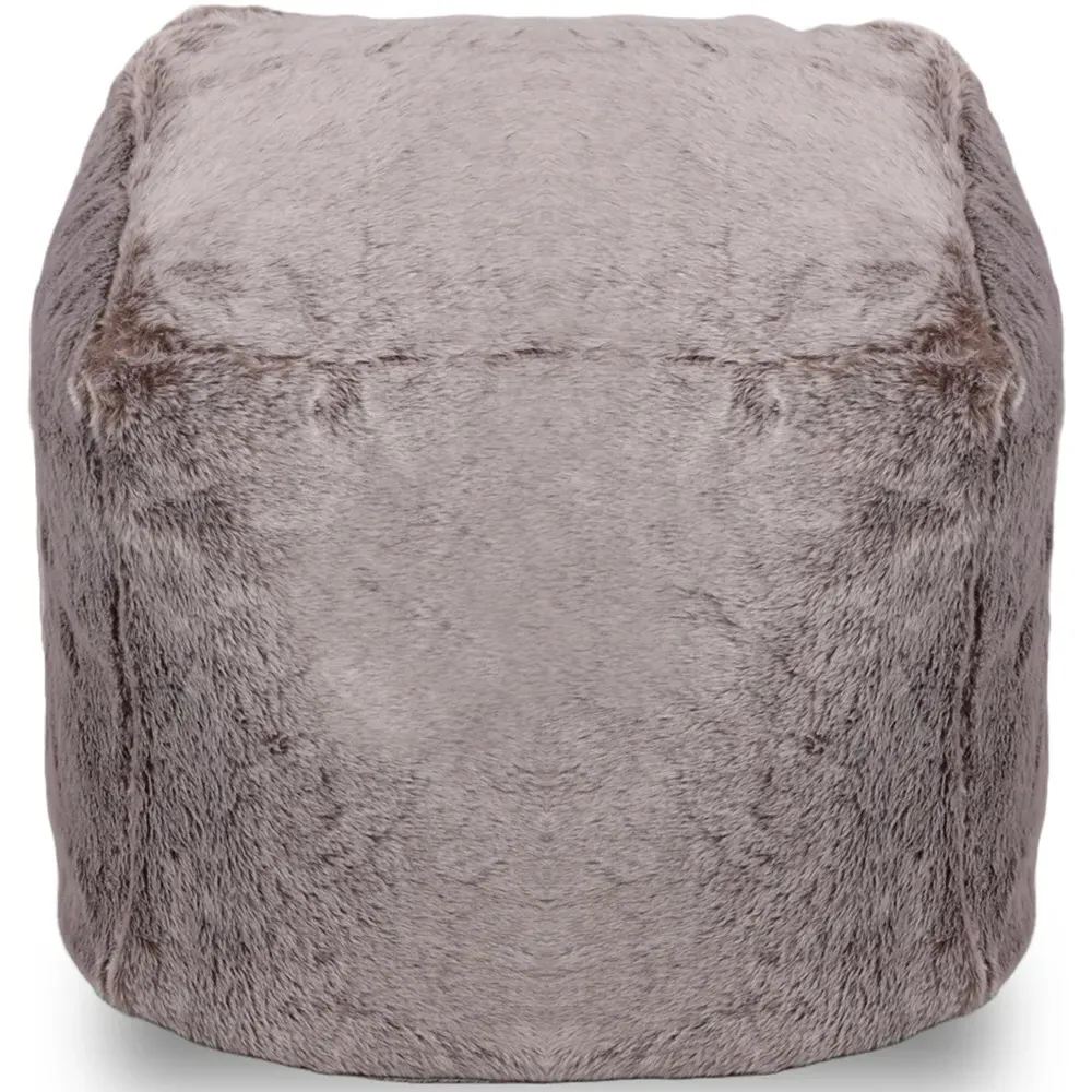 Grey Fur Cube Stool