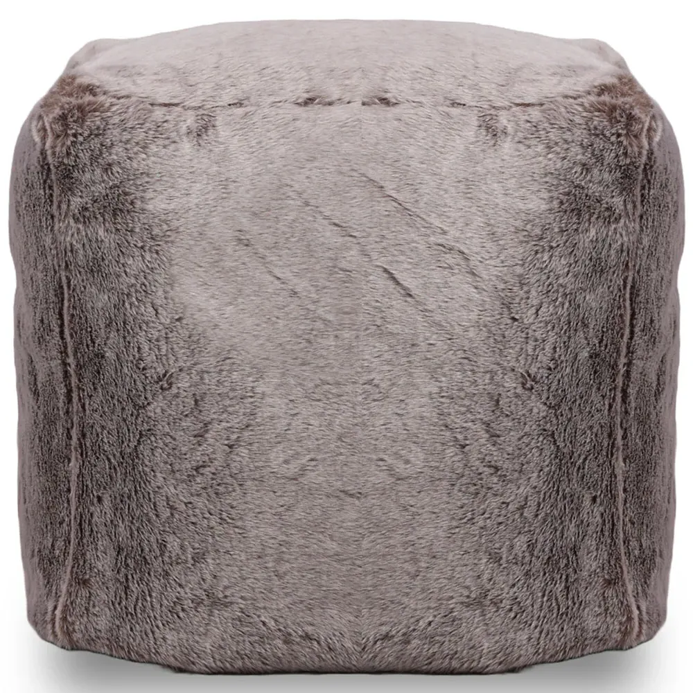 Grey Fur Cube Stool