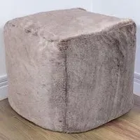 Grey Fur Cube Stool