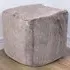 Grey Fur Cube Stool