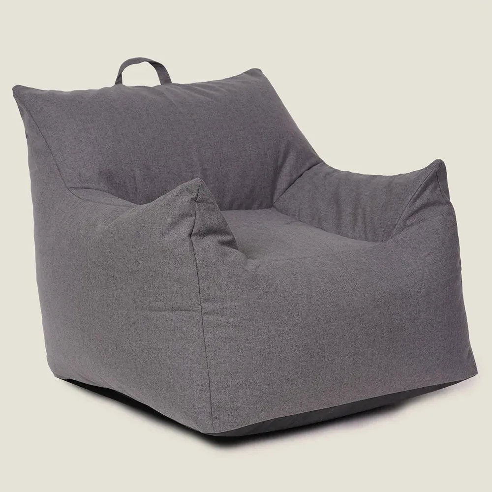 Large Bean Bag Chair - Grey, Brushed Polyester